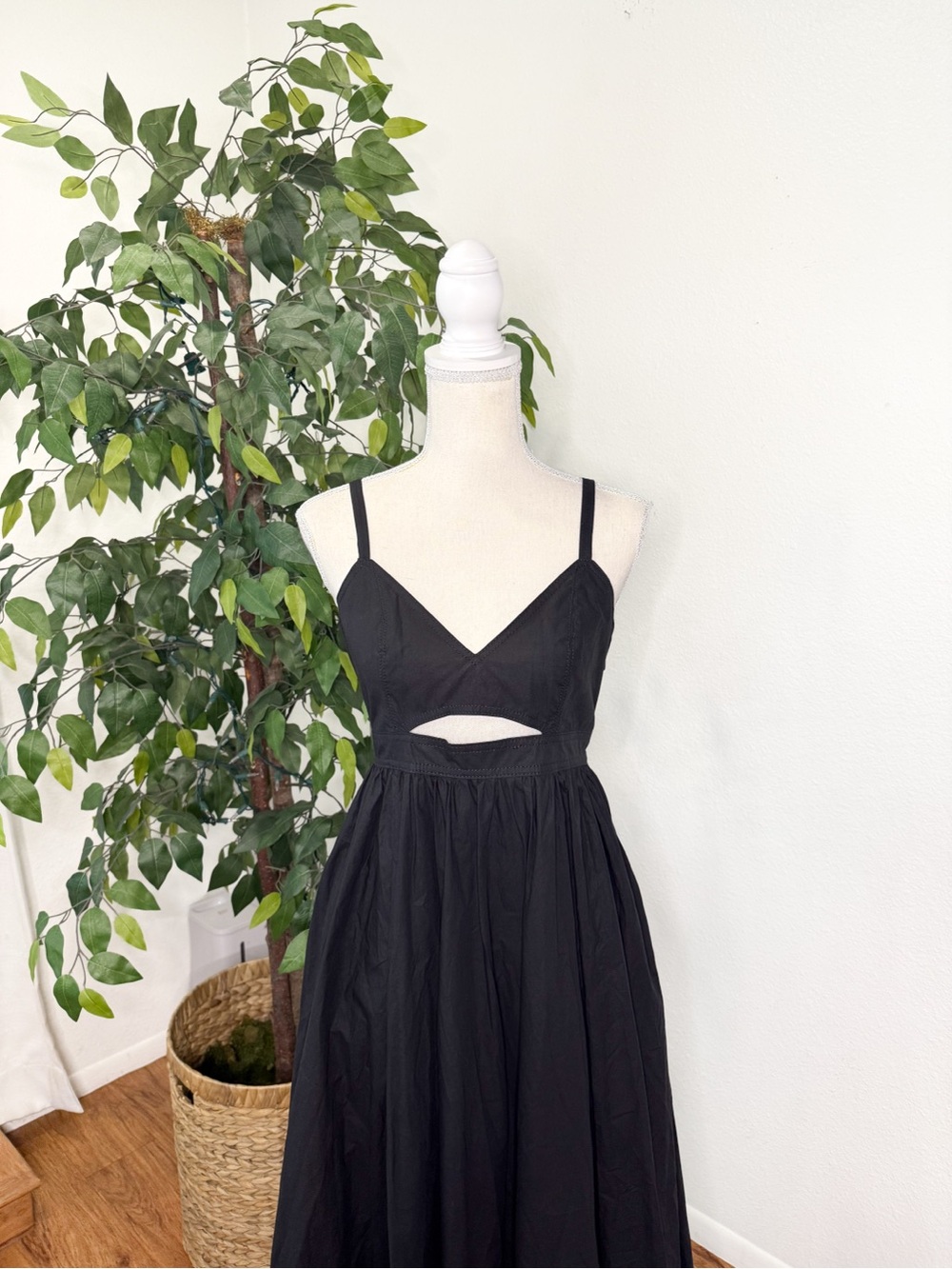 NWT Banana Republic Black Cotton Maxi Dress Size 2 - Picture 6 of 13